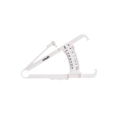 Virtufit Fat Caliper kroppsfettmätare i vit PVC med tydlig skala för enkel mätning.