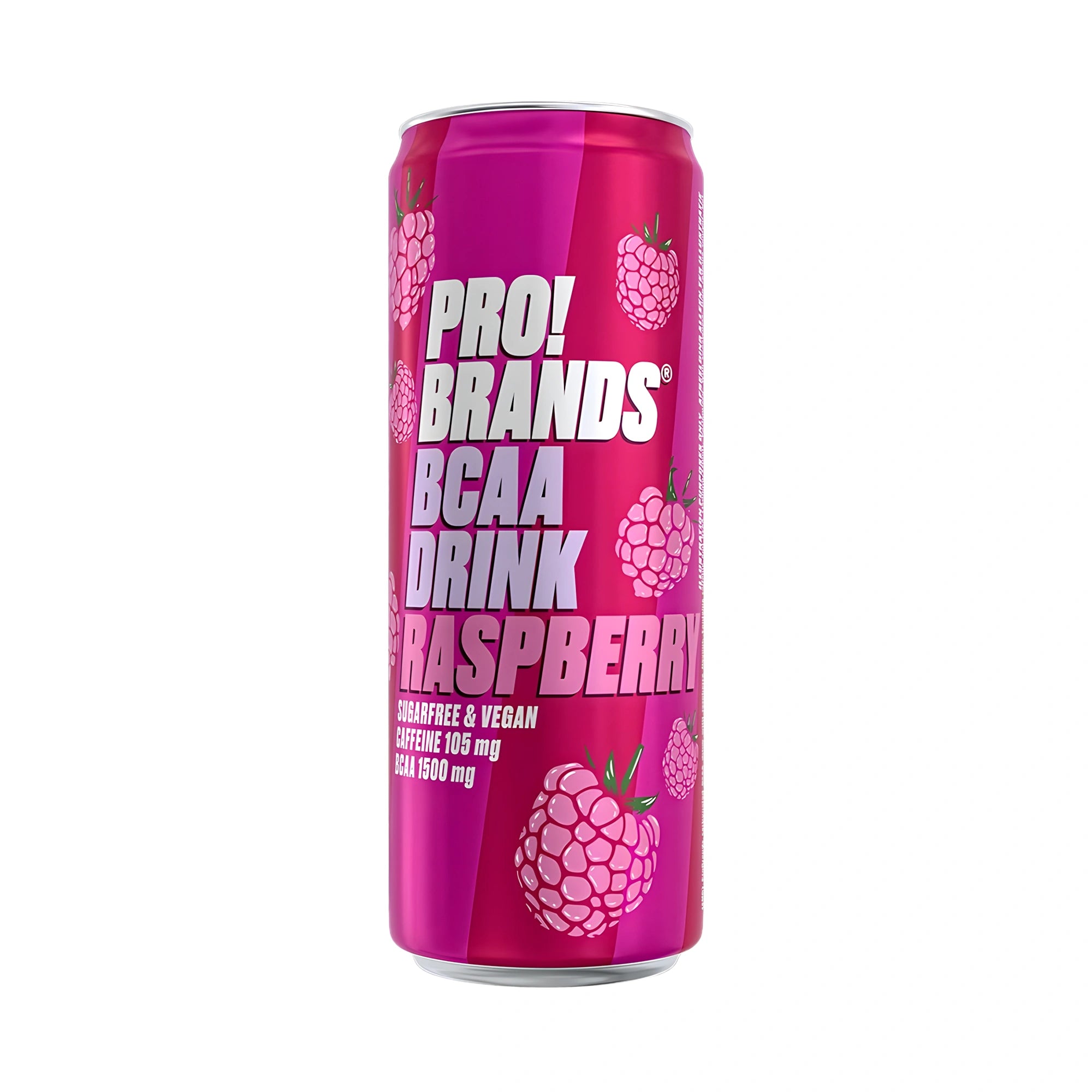Pro Brands Drink 330 ml kolsyrad dryck i en rosa burk med hallon för smaken Raspberry., bild 4 av 5