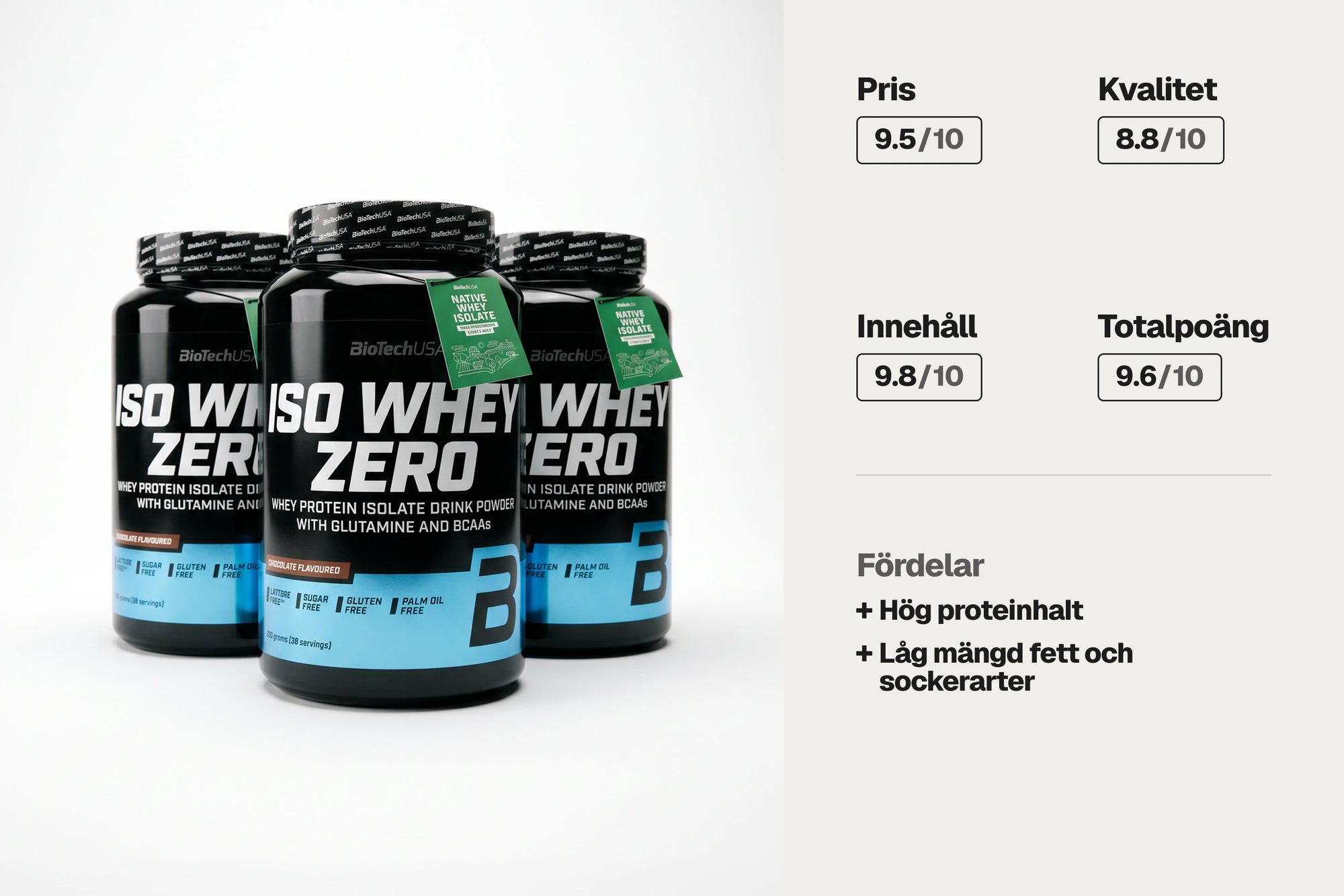 Testvinnare! BioTechUSA Iso Whey Zero 908 g - Proteinpulver bäst i test 2026