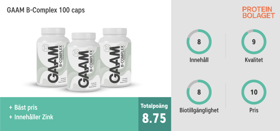 B-vitamin bäst i test - GAAM B-Complex 100 caps